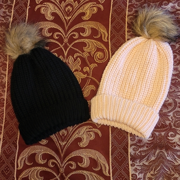 Two Beanie Hats with Furr Ball - Picture 1 of 1